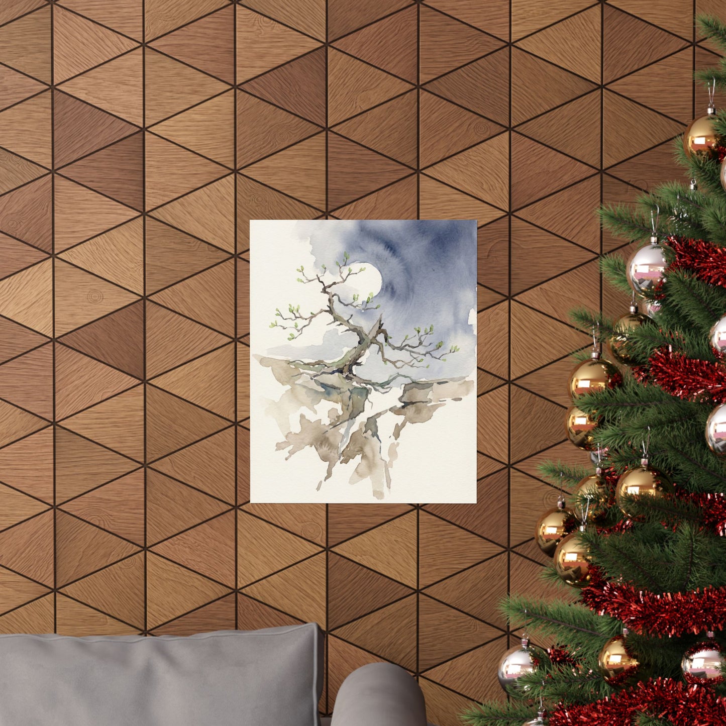 Pine Tree Spring Wall Art Print | Japandi Elegant Design