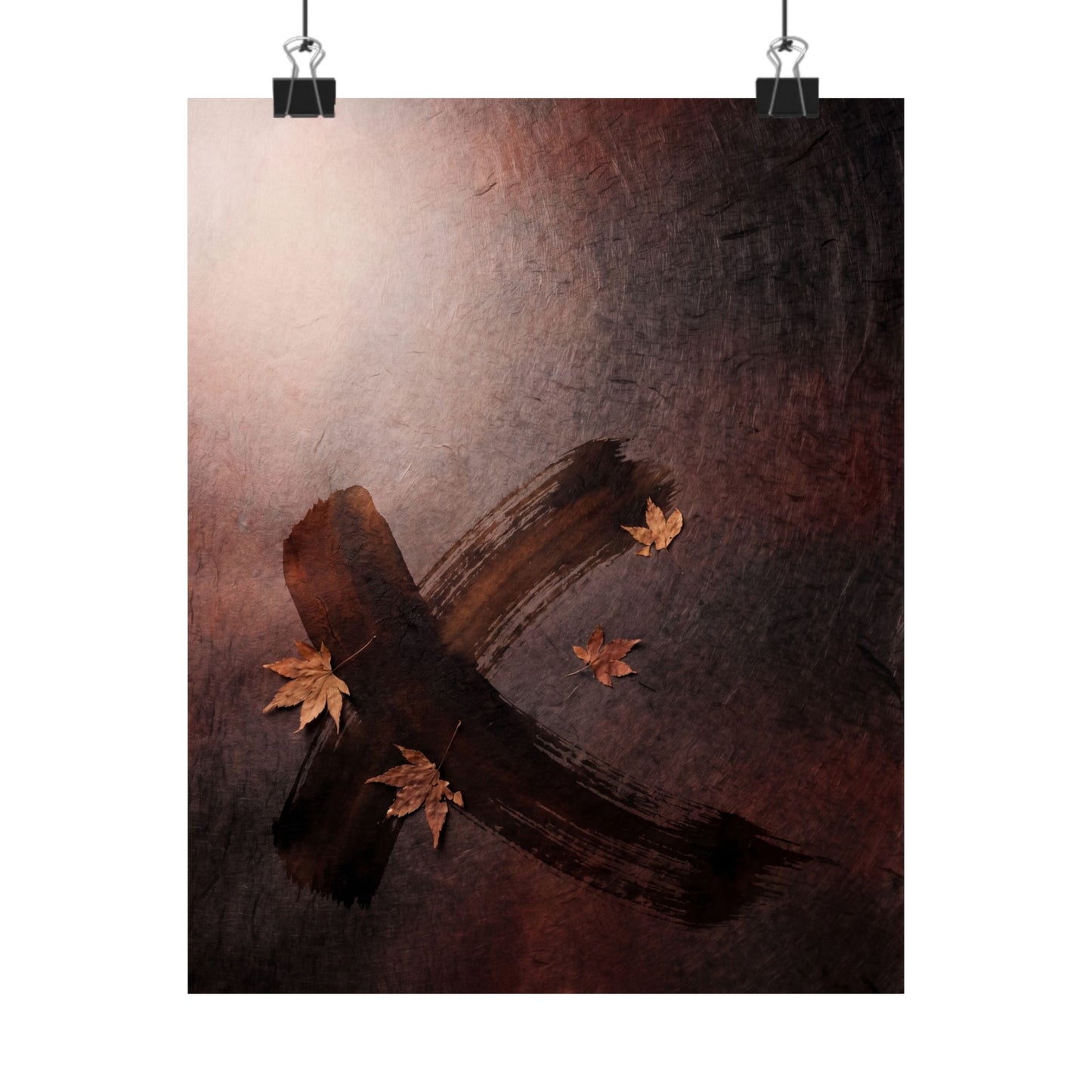 Dark Japandi Ink Brushstroke in Dawn | Moody Minimal Wall Art Print Art Print