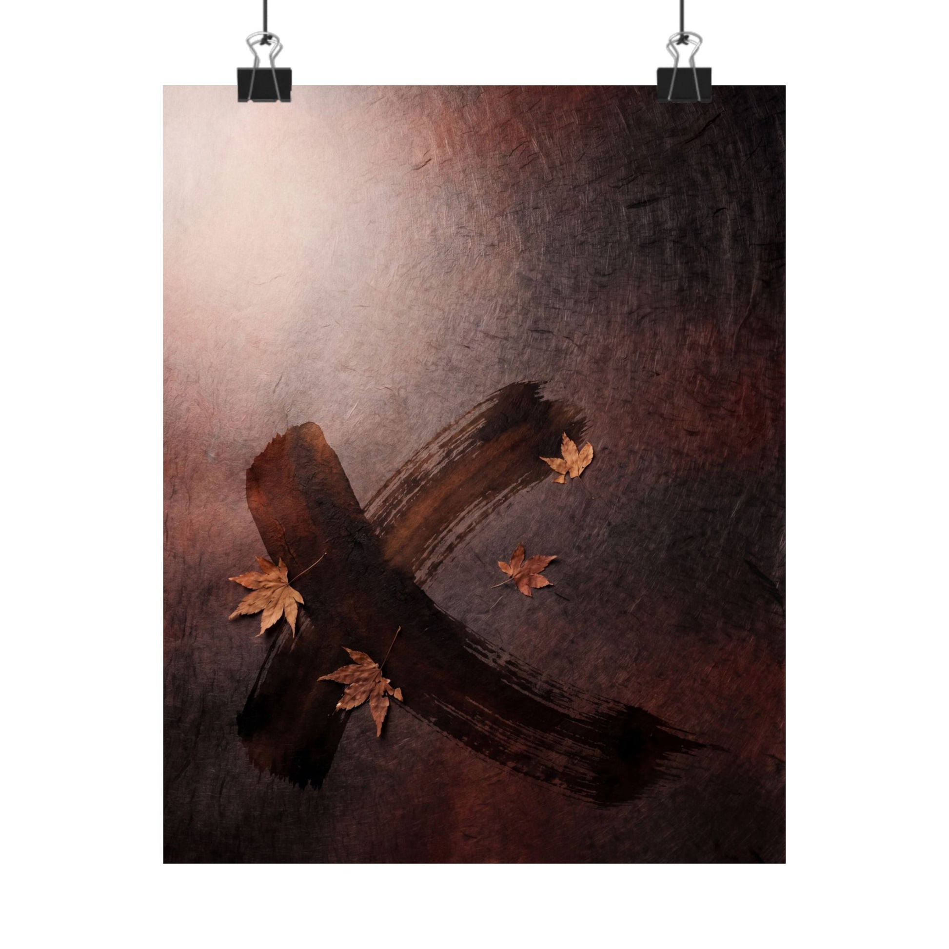Dark Japandi Ink Brushstroke in Dawn | Moody Minimal Wall Art Print Art Print