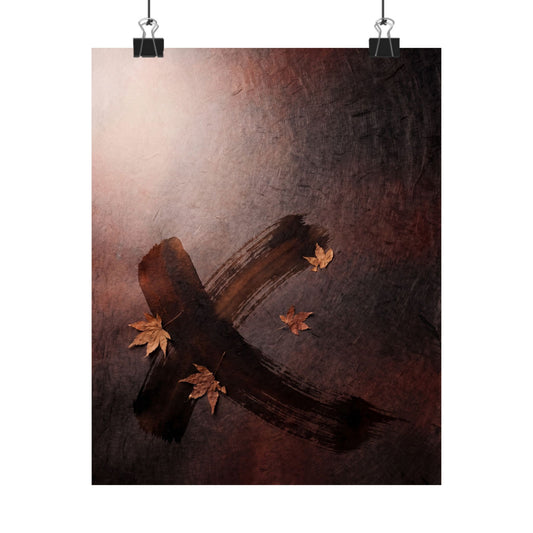 Dark Japandi Ink Brushstroke in Dawn | Moody Minimal Wall Art Print Art Print