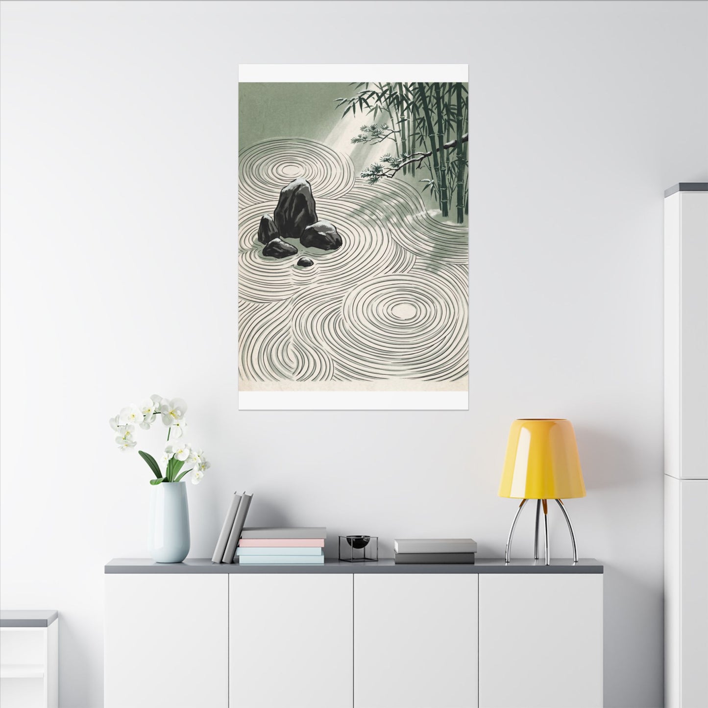 Shibui Rock Garden Canvas Art - Zen Ukiyo E Inspired