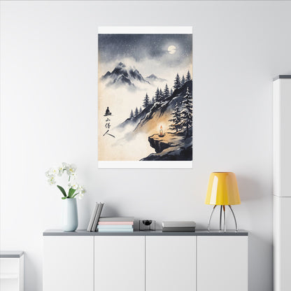 Mountain Mist Canvas Art | Winter Zen Ukiyo E Inspired Art