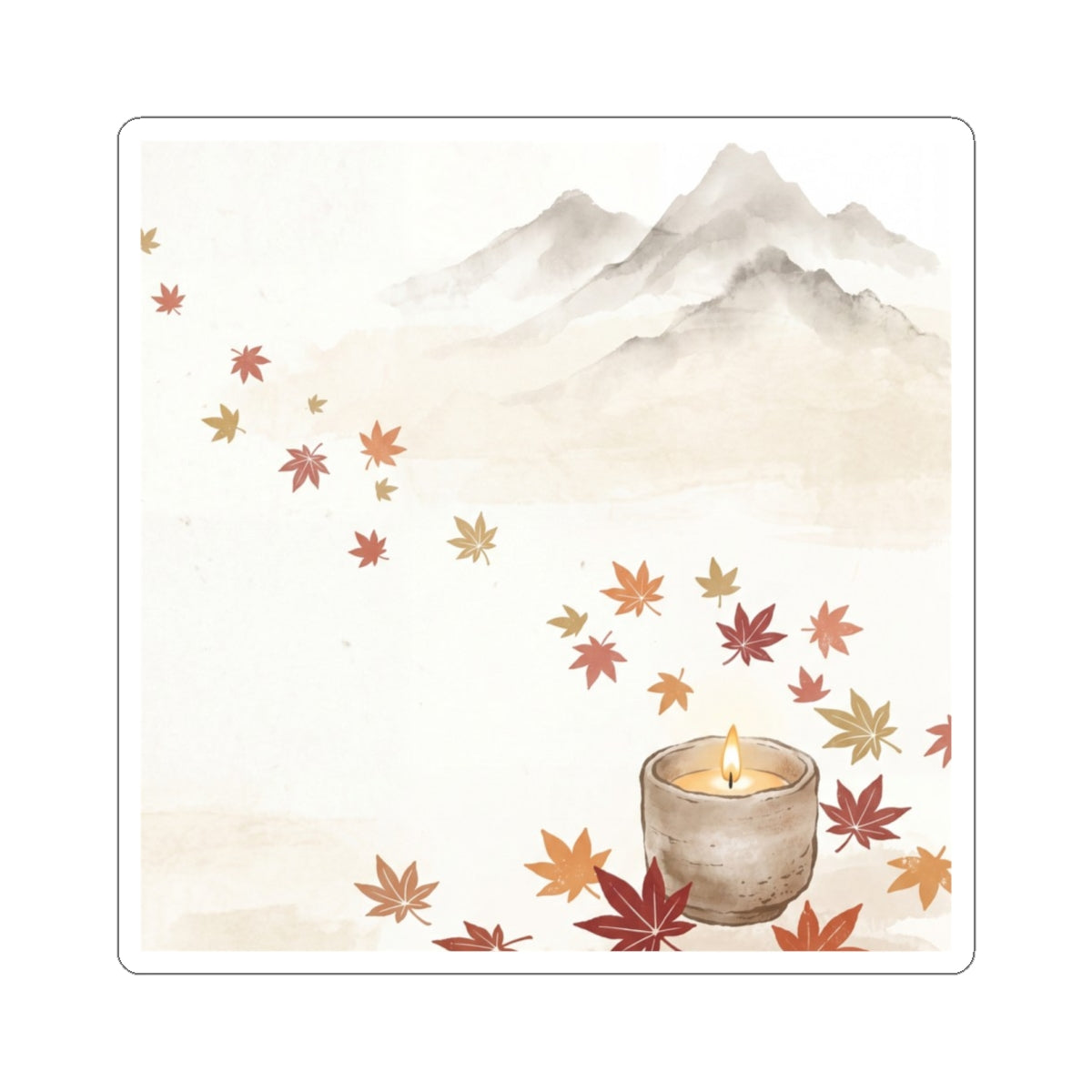Elegant Mountain Mist Sticker - Japanese Pattern Japandi