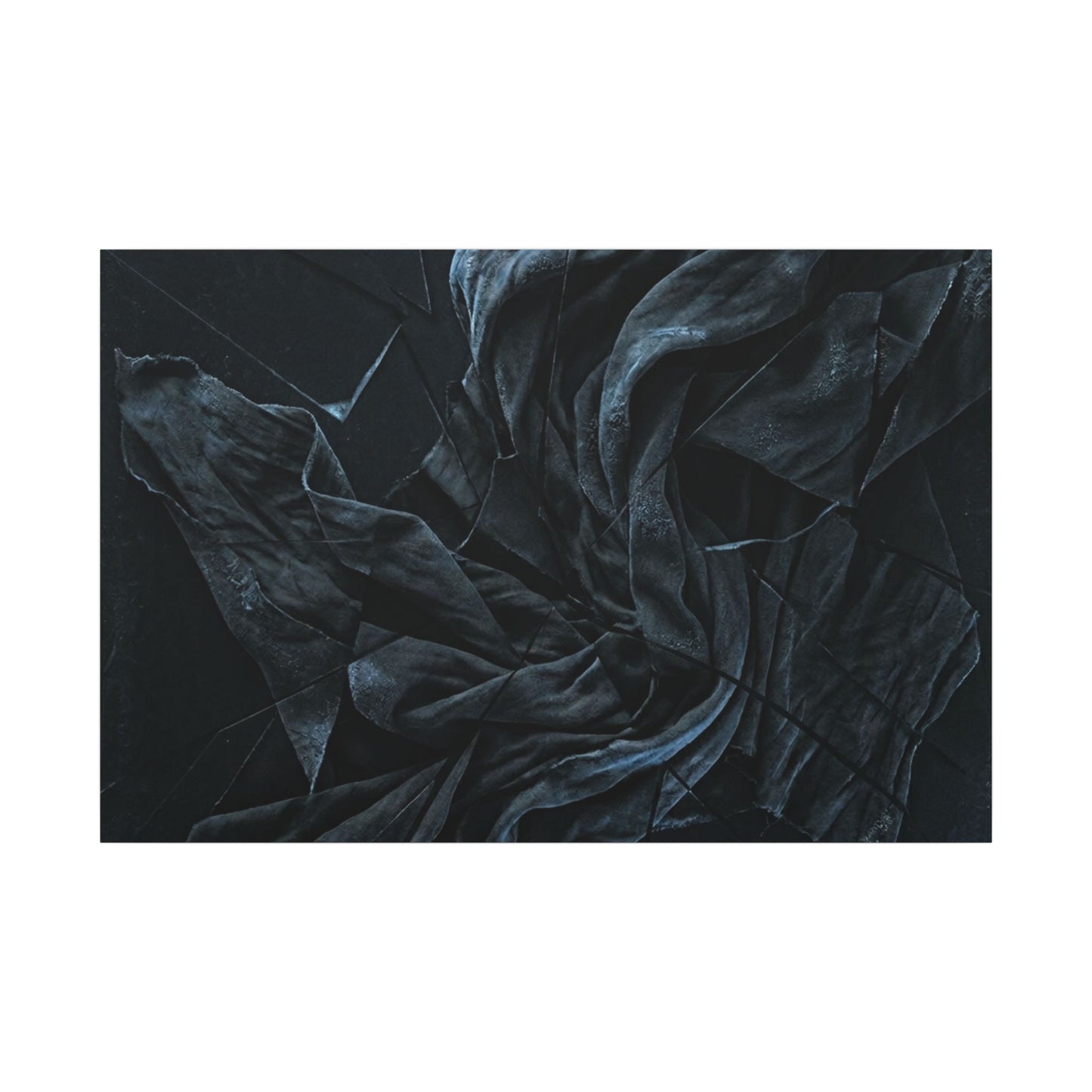 Dark Japandi Silk Drape in Moonlight | Moody Minimal Canvas Art