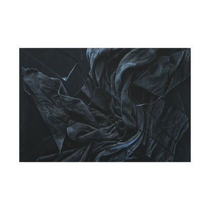 Dark Japandi Silk Drape in Moonlight | Moody Minimal Canvas Art