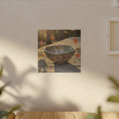 Japandi Ceramic Bowl in Golden Hour | Japanese Pattern Canvas Art