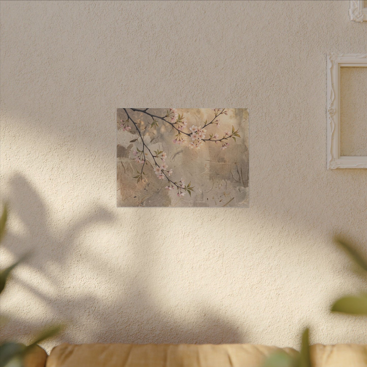 Summer Cherry Blossom Texture Canvas Art | Neutral Decor
