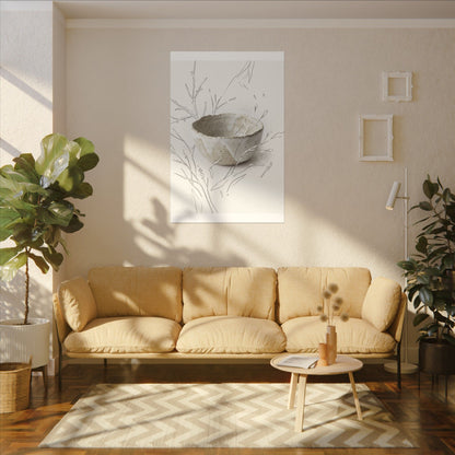 Neutral Ceramic Bowl Canvas Art - Minimal Line Japandi
