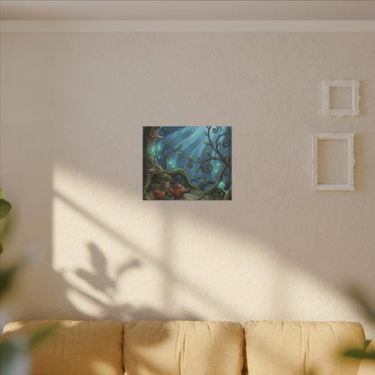 Spring Tea Ceremony Forest Whimsy Canvas Art | Cozy Decor