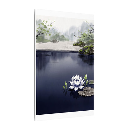 Lotus Flower Karesansui Canvas Art | Tranquil Zen Art