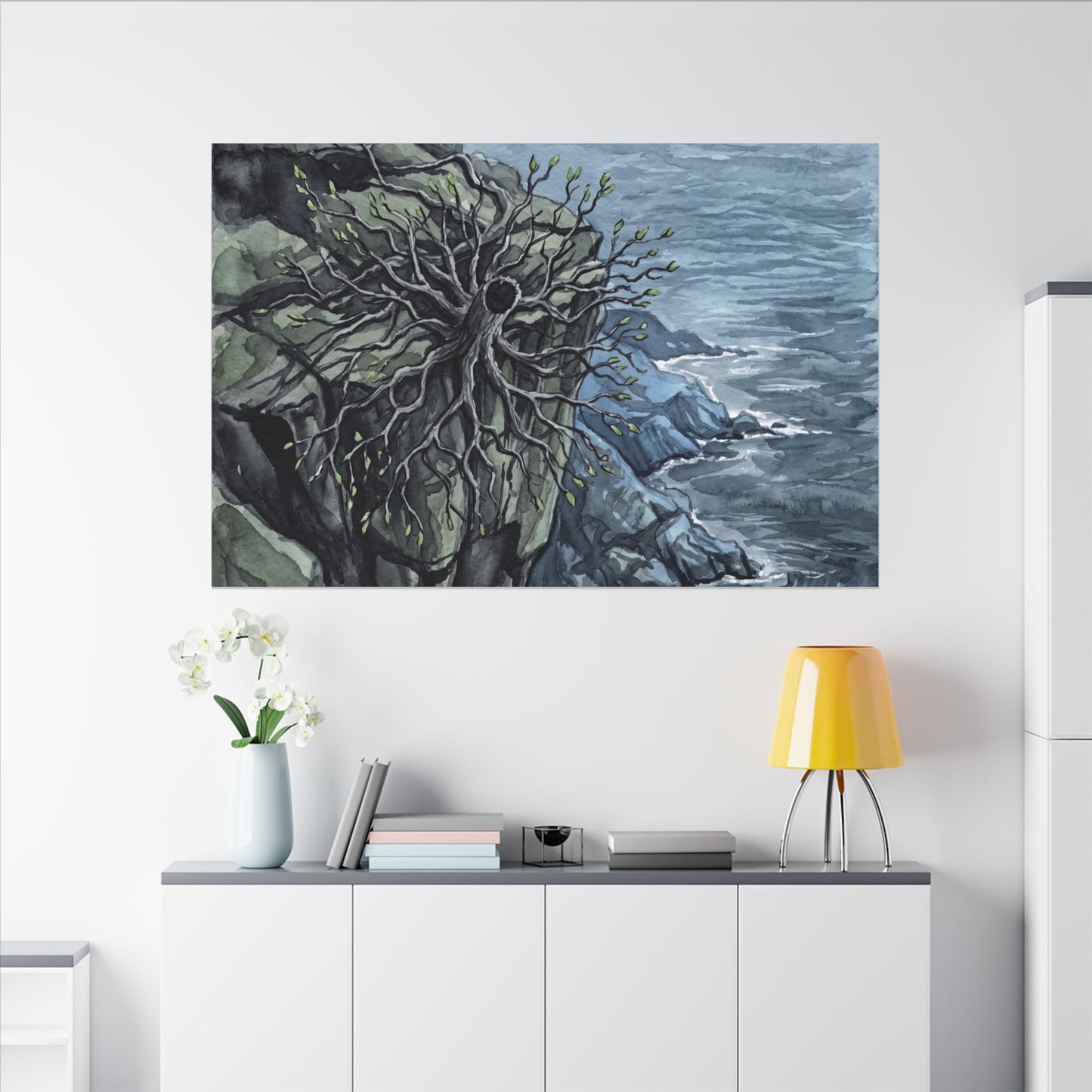 Pine Tree Spring Canvas Art | Japandi Neutral Design