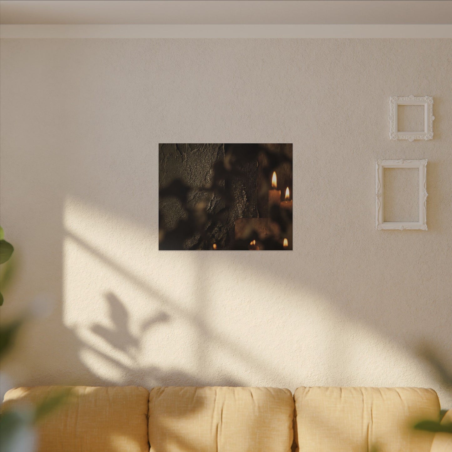 Shadow Play Dark Texture Canvas Art | Moody Dark Japandi Art