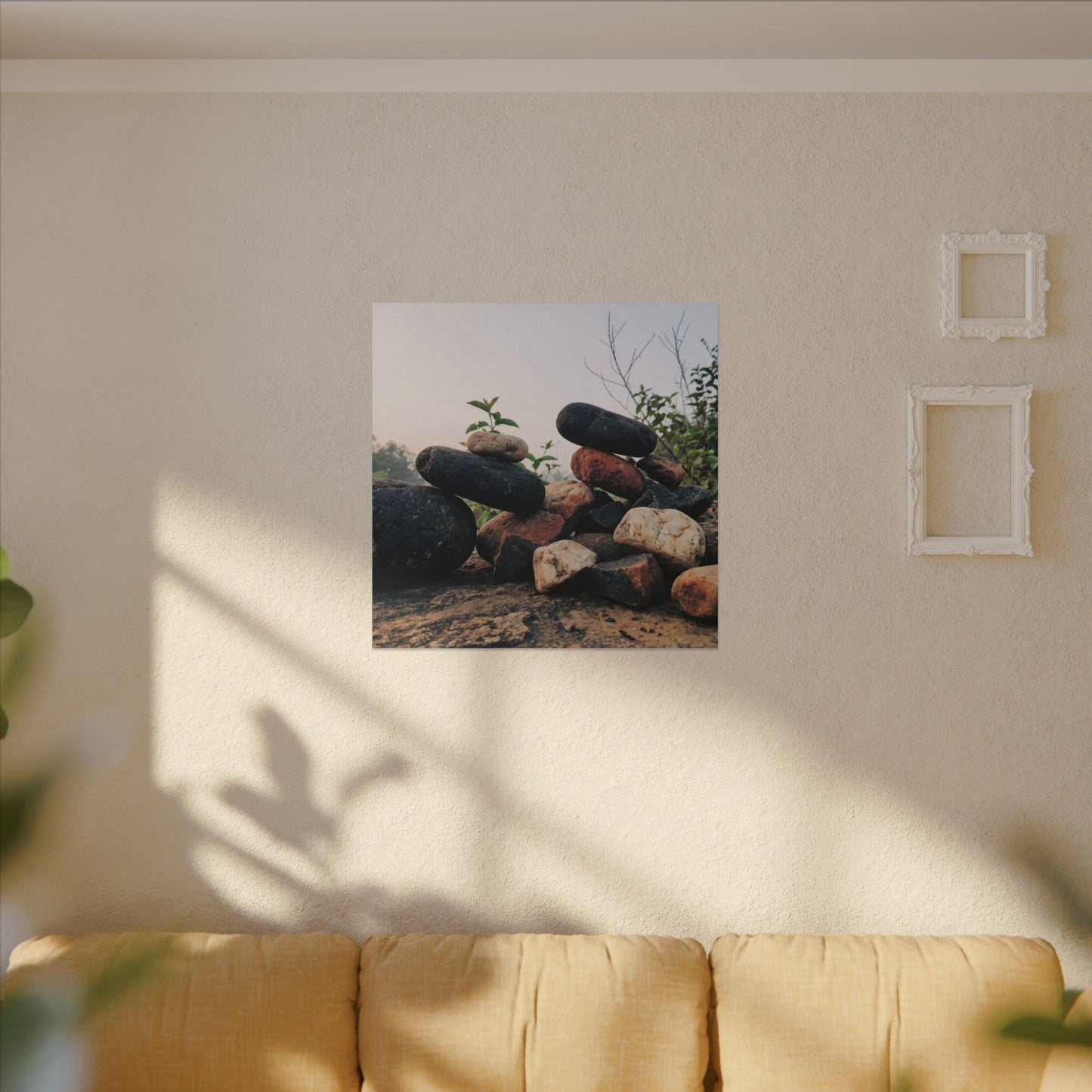 River Stones Canvas Art | Spring Kintsugi Broken Beauty Art