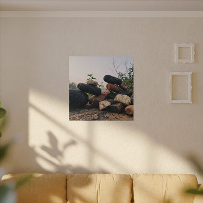River Stones Canvas Art | Spring Kintsugi Broken Beauty Art
