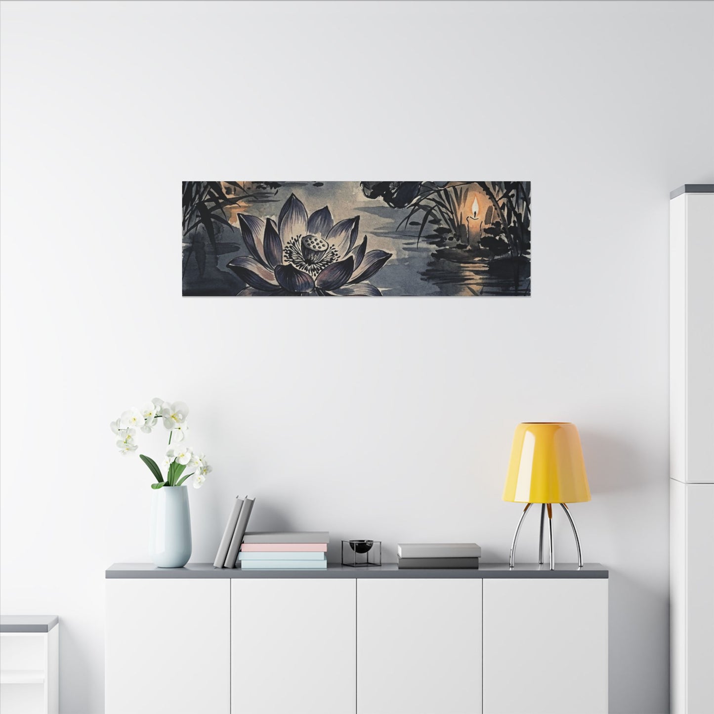 Fukinsei Lotus Flower Canvas Art - Zen Sumi E