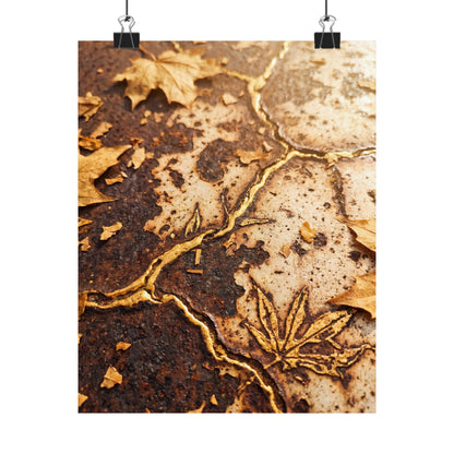 Rust Patina Wall Art Print | Autumn Kintsugi Gold Vein Art