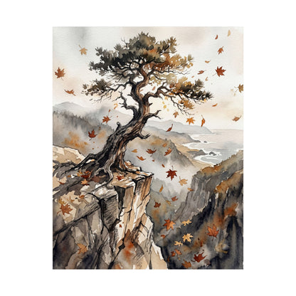 Pine Tree Watercolor Wall Art Print | Earthy Japandi Art