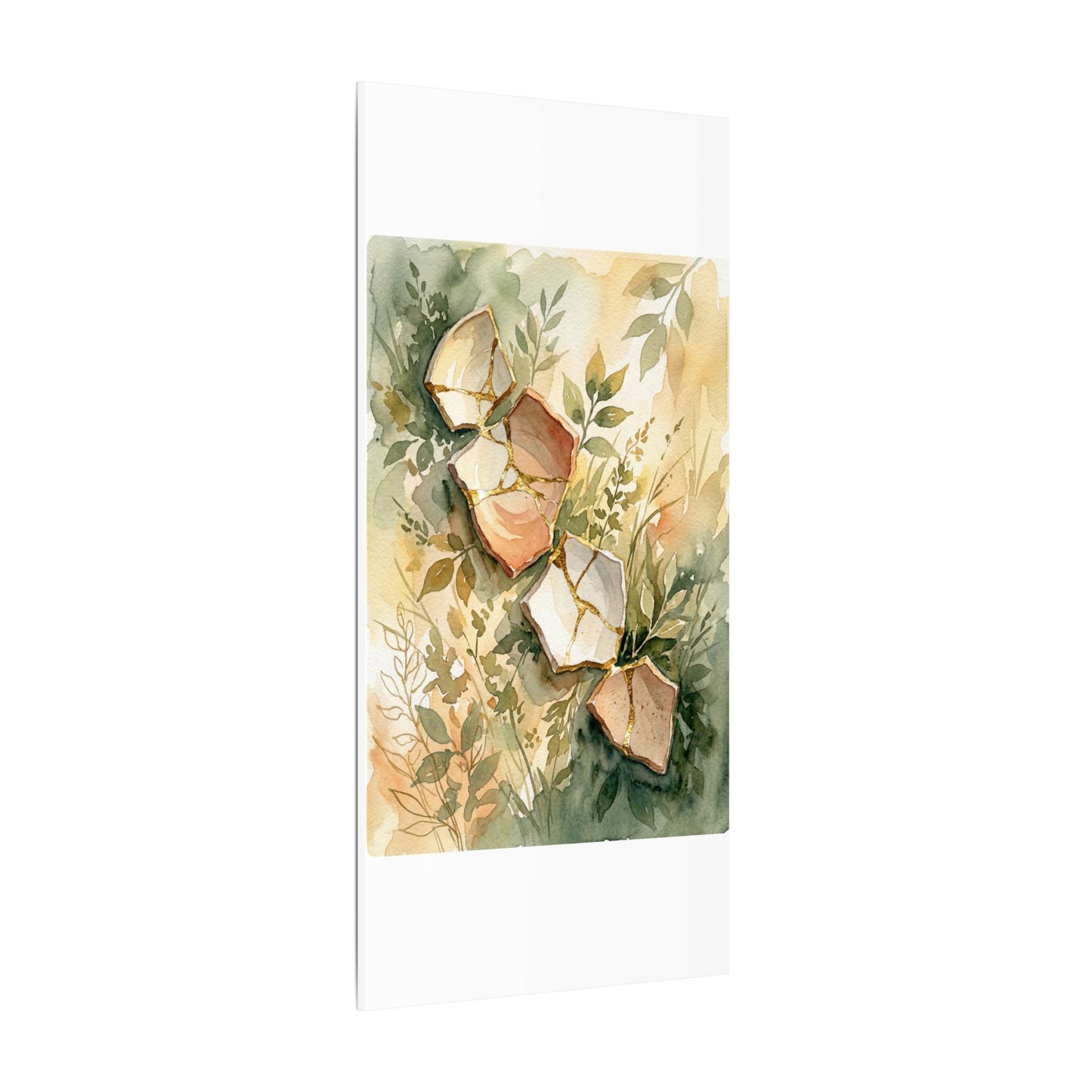 Japandi Broken Pottery in Golden Hour | Watercolor Canvas Art