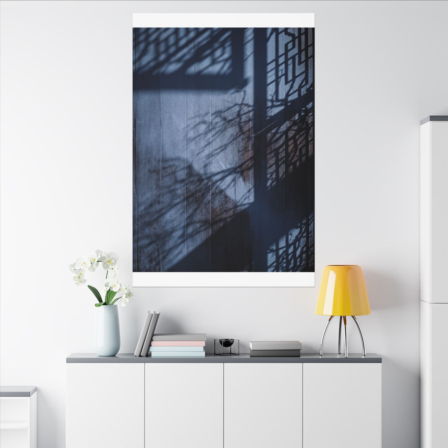 Shadow Play Moody Minimal Canvas Art | Moody Dark Japandi Art