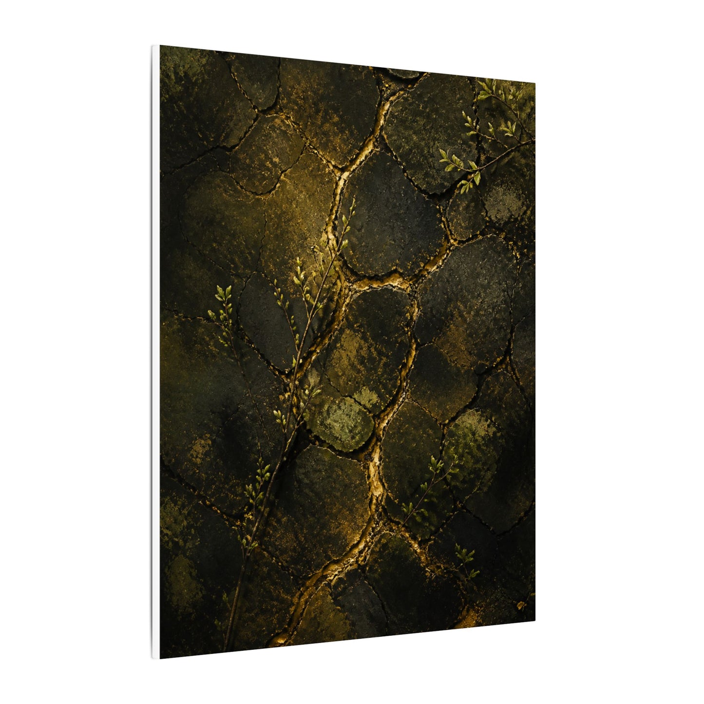 Shibui Cracked Earth Canvas Art - Dark Japandi Dark Texture