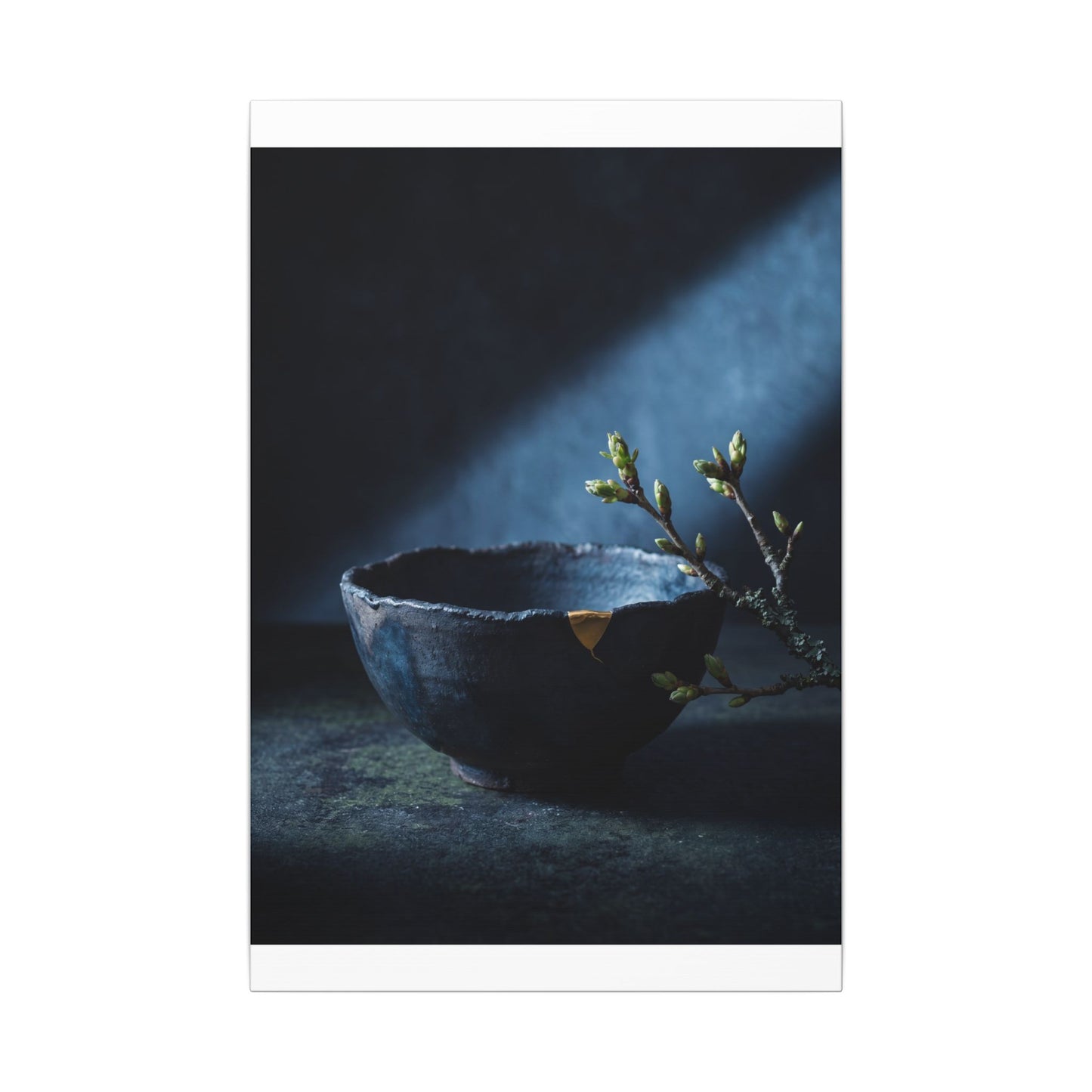 Ceramic Bowl Shadow Zen Canvas Art | Sophisticated Dark Japandi Art