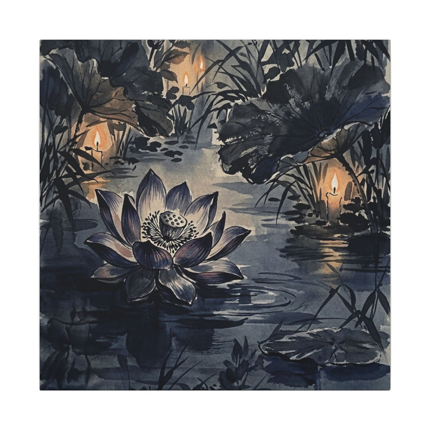 Fukinsei Lotus Flower Canvas Art - Zen Sumi E