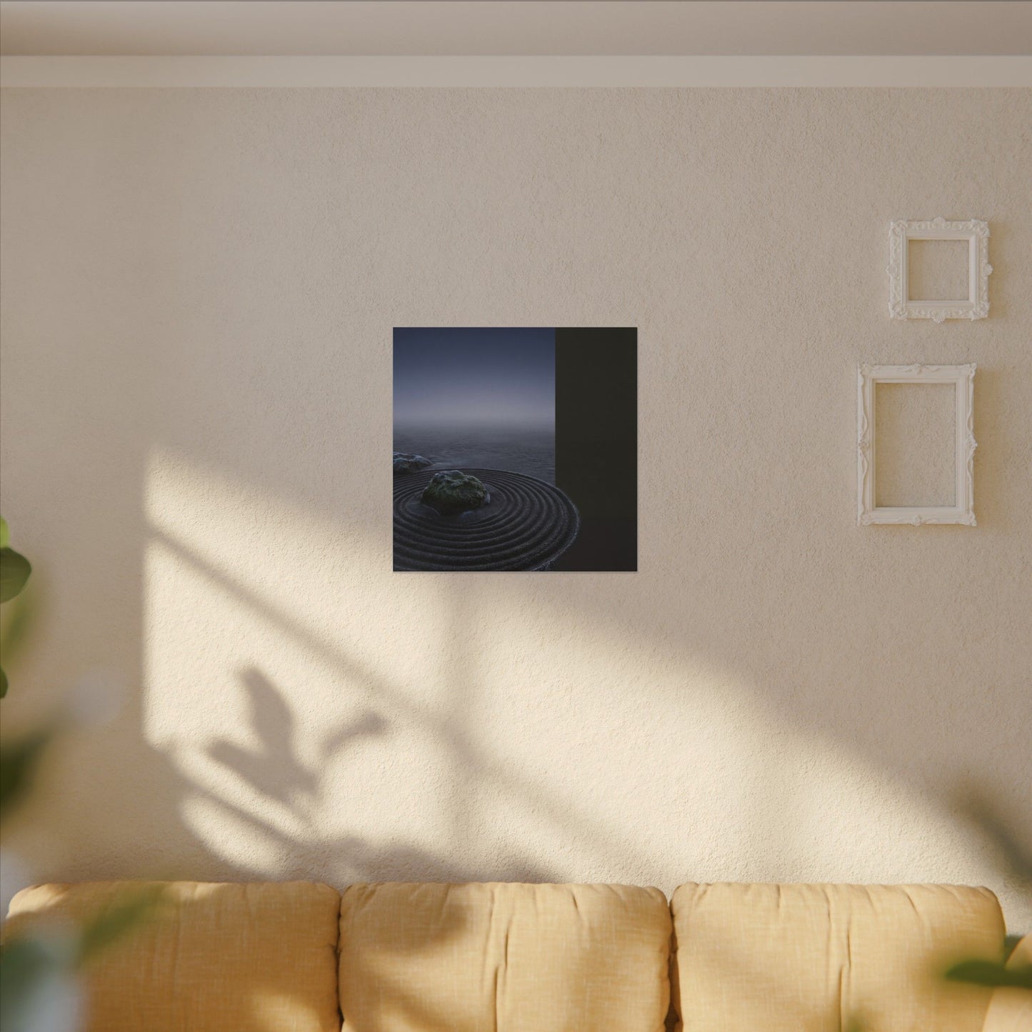 Ma Rock Garden Canvas Art - Dark Japandi Moody Minimal