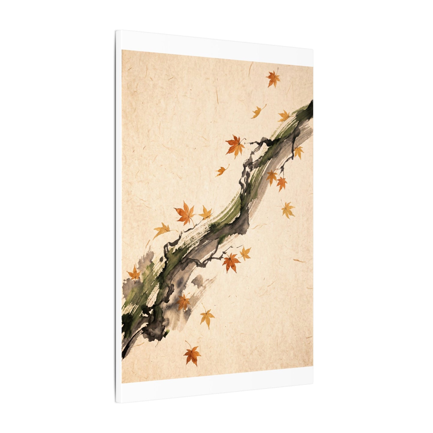 Ink Brushstroke Autumn Canvas Art | Zen Calm Design