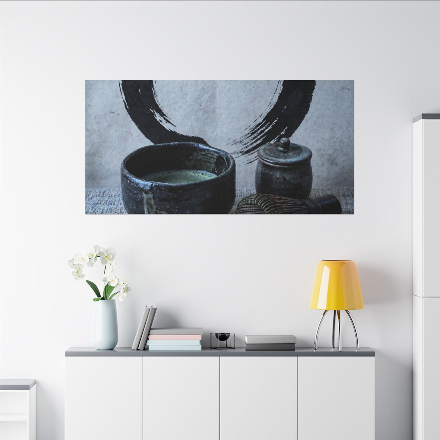Tea Ceremony Canvas Art | Winter Zen Enso Art