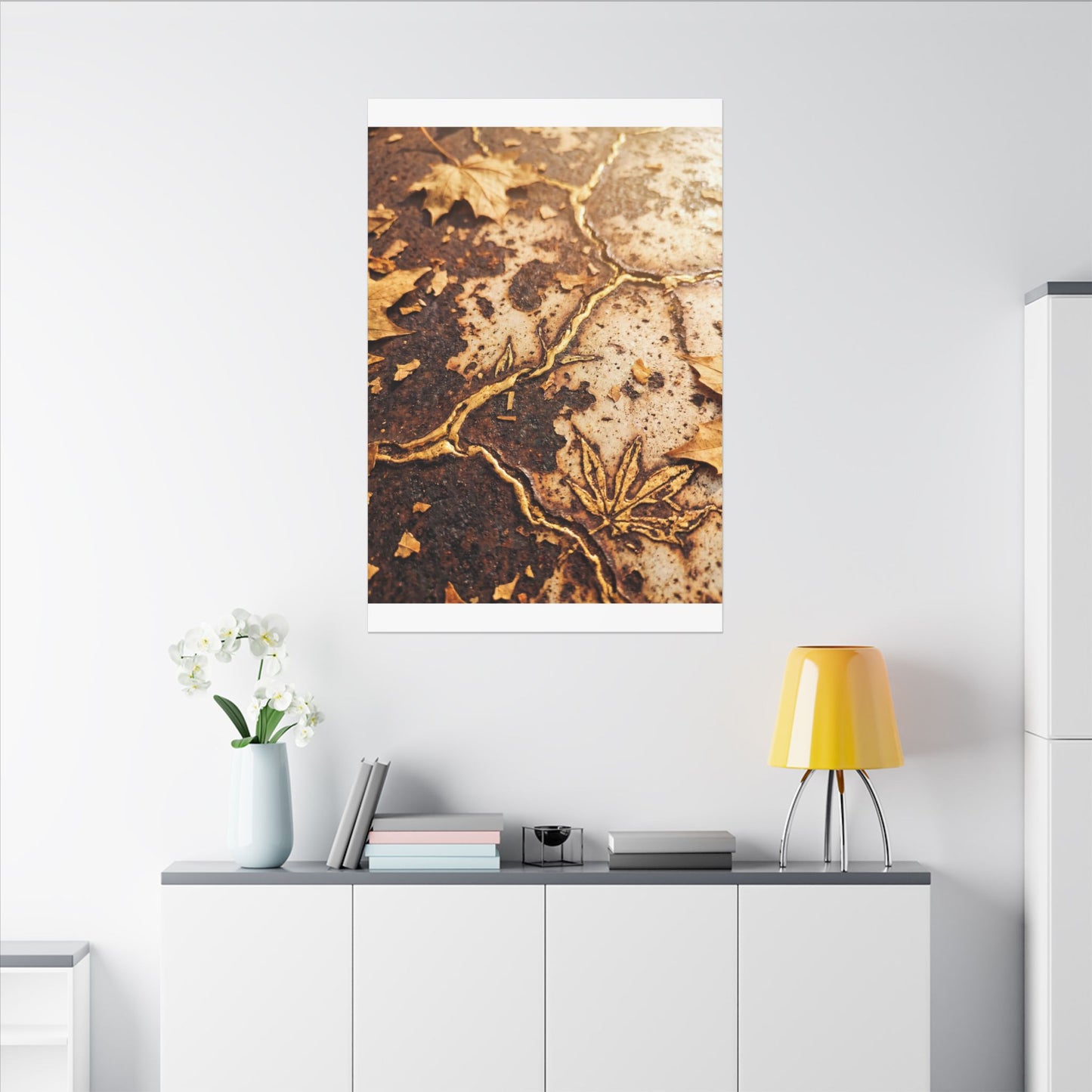 Kintsugi Rust Patina in Golden Hour | Gold Vein Canvas Art