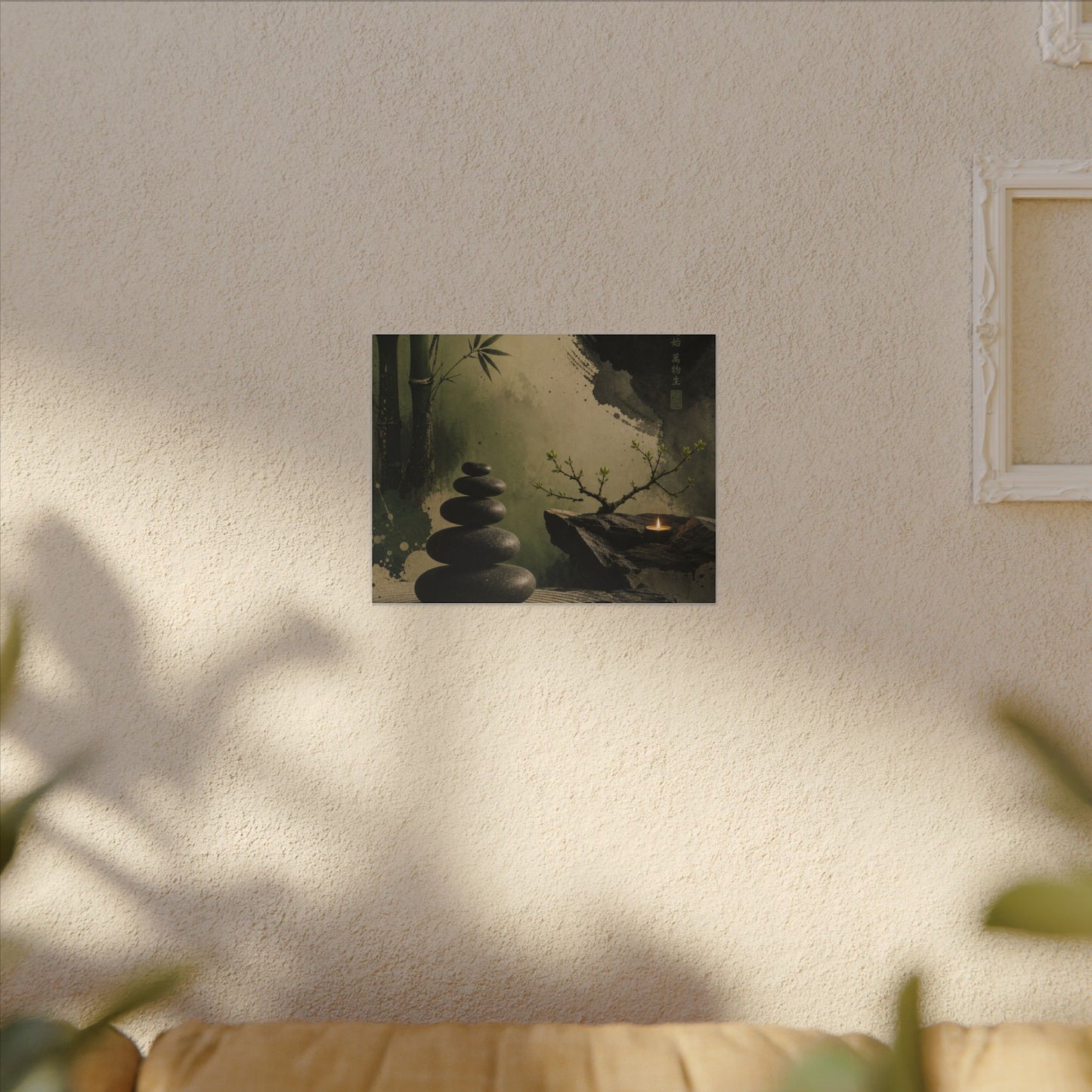 River Stones Spring Canvas Art | Zen Contemplative Design