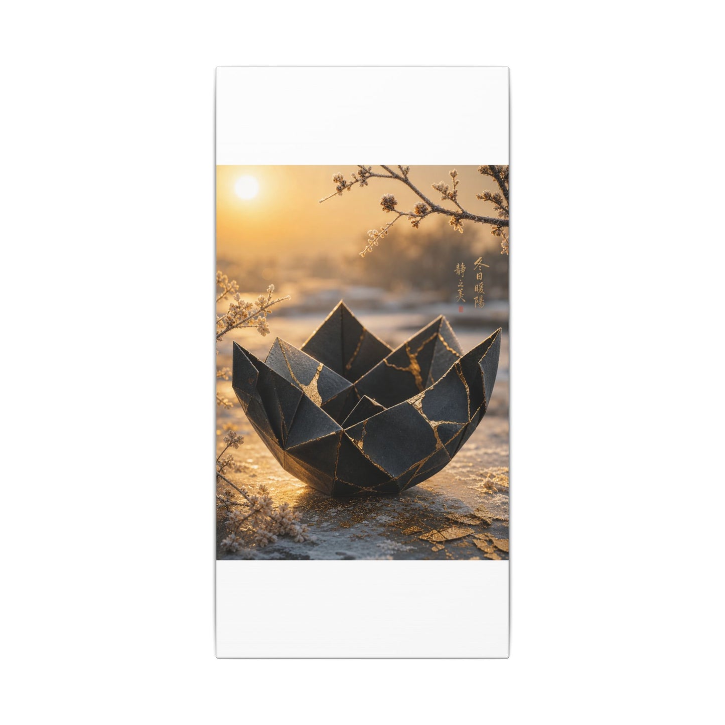 Kintsugi Paper Fold in Golden Hour | Gold Repair Canvas Art