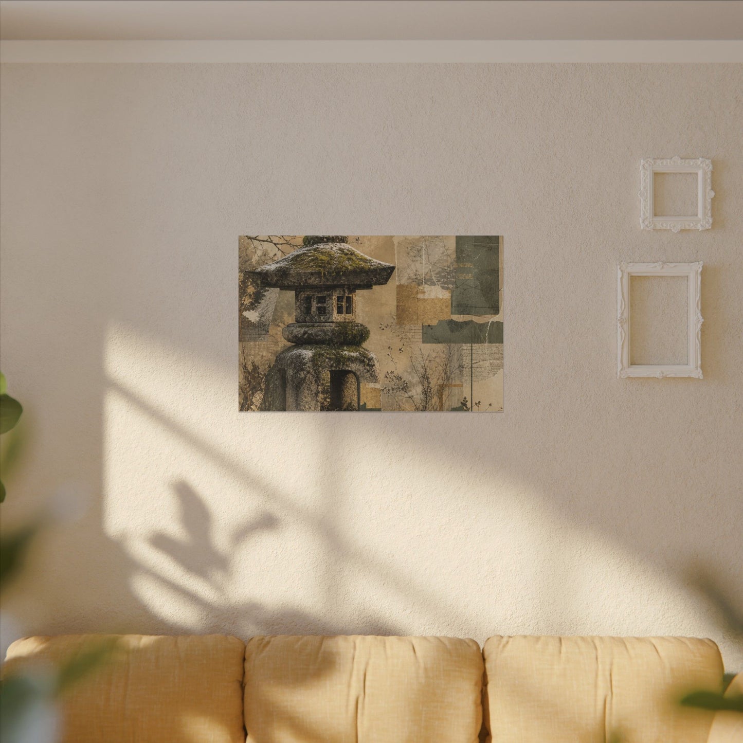 Elegant Stone Lantern Canvas Art - Texture Japandi