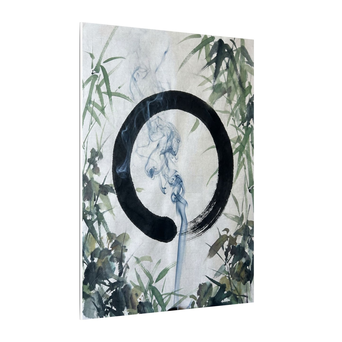 Zen Incense Smoke in Moonlight | Enso Canvas Art