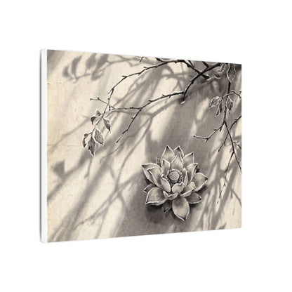 Winter Lotus Flower Sumi E Canvas Art | Contemplative Decor