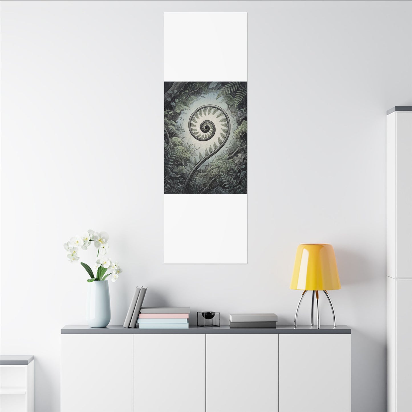 Zen Fern Unfurling in Dawn | Ukiyo E Inspired Canvas Art