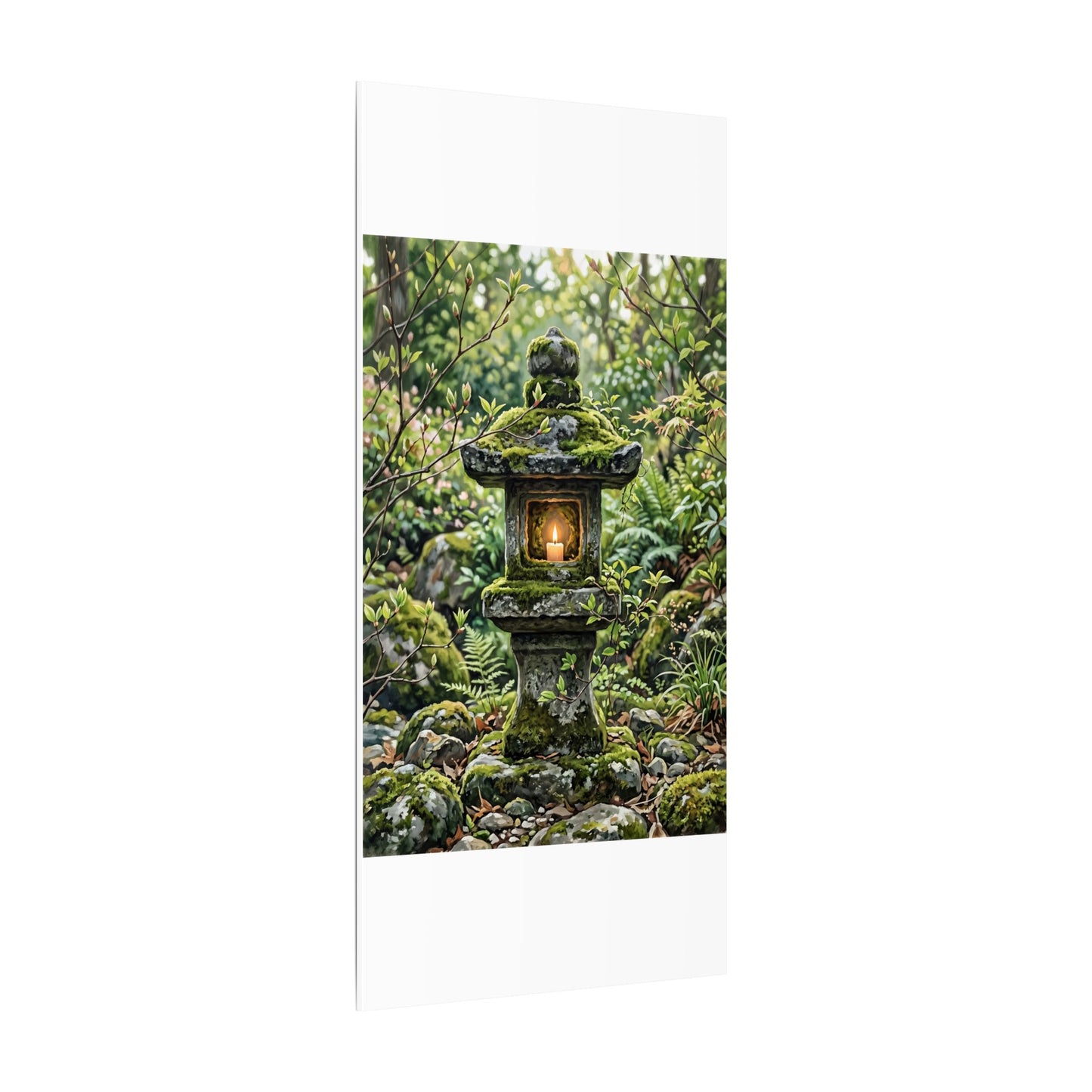 Neutral Stone Lantern Canvas Art - Japanese Pattern Japandi