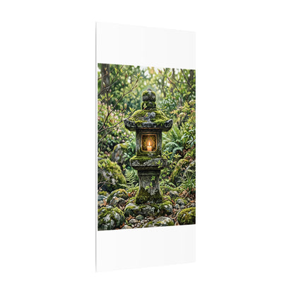 Neutral Stone Lantern Canvas Art - Japanese Pattern Japandi