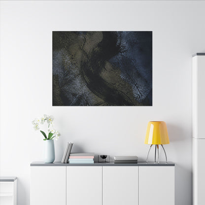 Shibui Ink Brushstroke Canvas Art - Dark Japandi Dark Texture