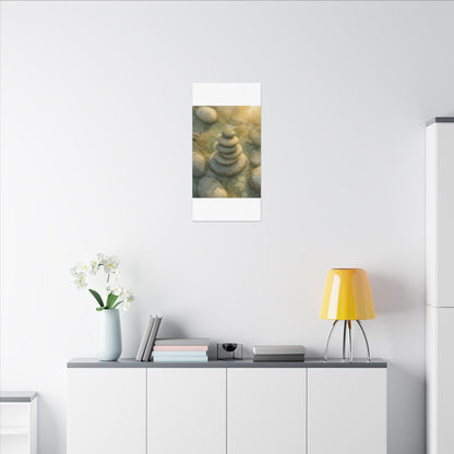 River Stones Watercolor Canvas Art | Elegant Japandi Art