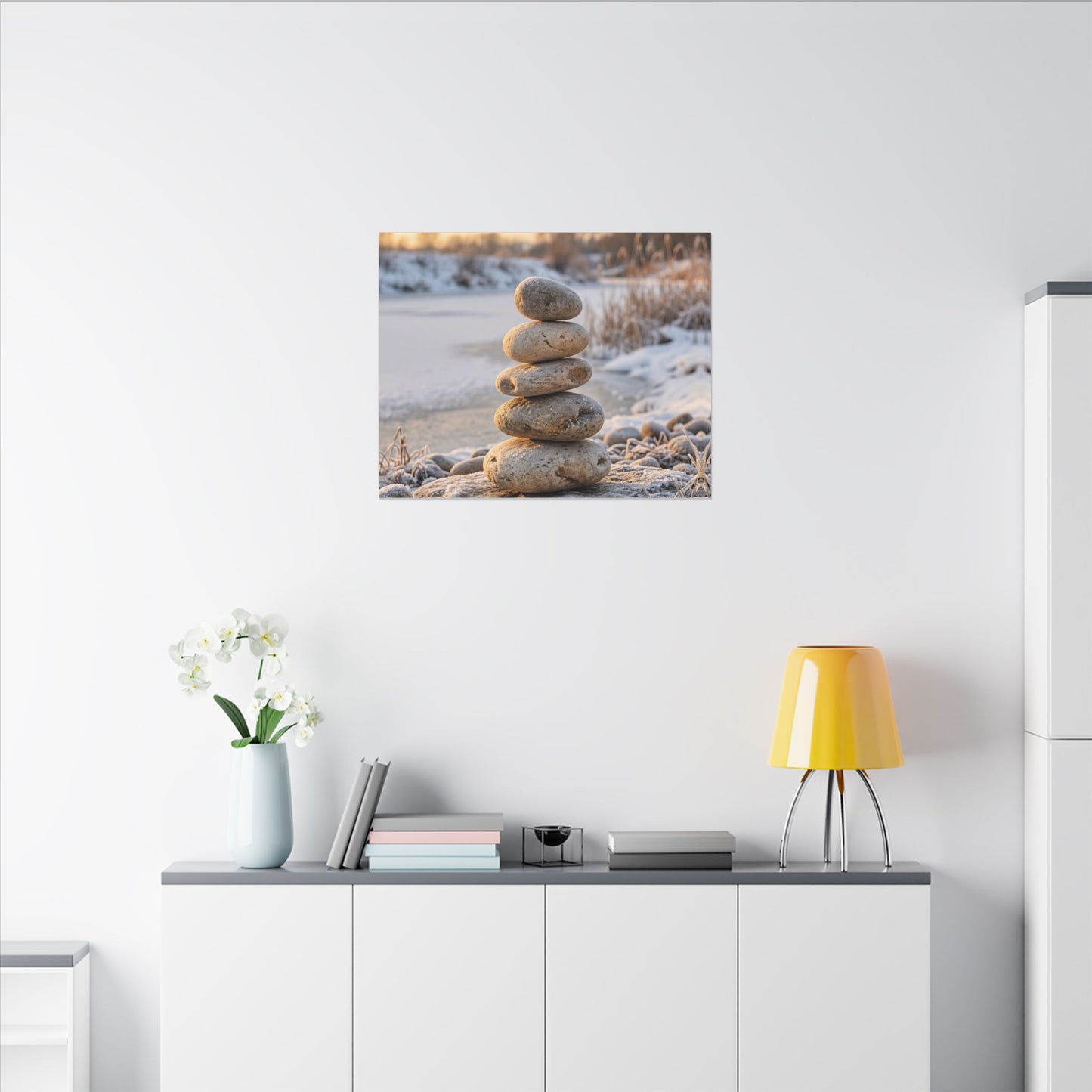 Ma River Stones Canvas Art - Japandi Japanese Pattern