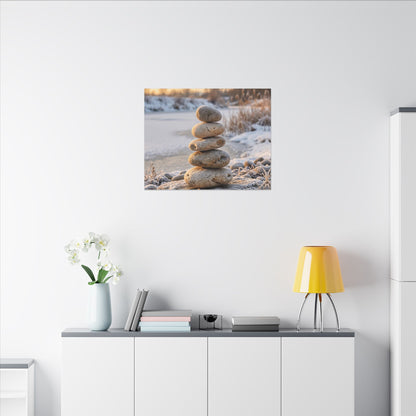 Ma River Stones Canvas Art - Japandi Japanese Pattern