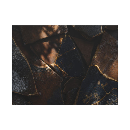 Fukinsei Broken Pottery Canvas Art - Dark Japandi Dark Texture