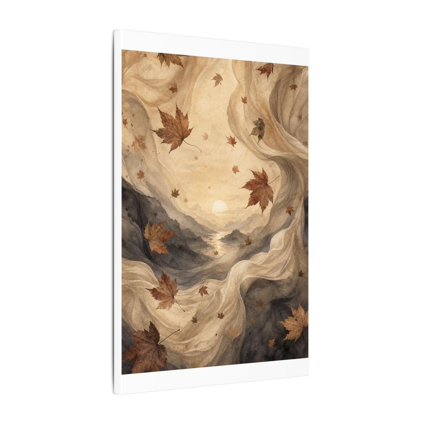 Autumn Silk Drape Watercolor Canvas Art | Earthy Decor