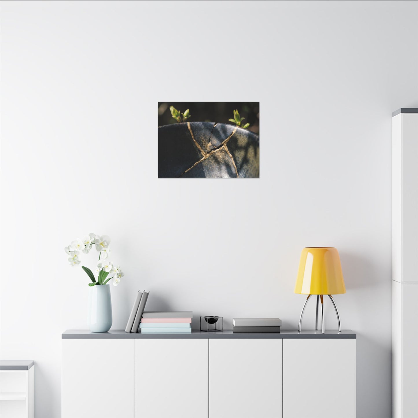 Seijaku Broken Pottery Canvas Art - Dark Japandi Shadow Zen