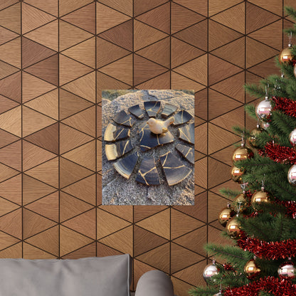 Kintsugi Broken Pottery in Golden Hour | Gold Repair Wall Art Print