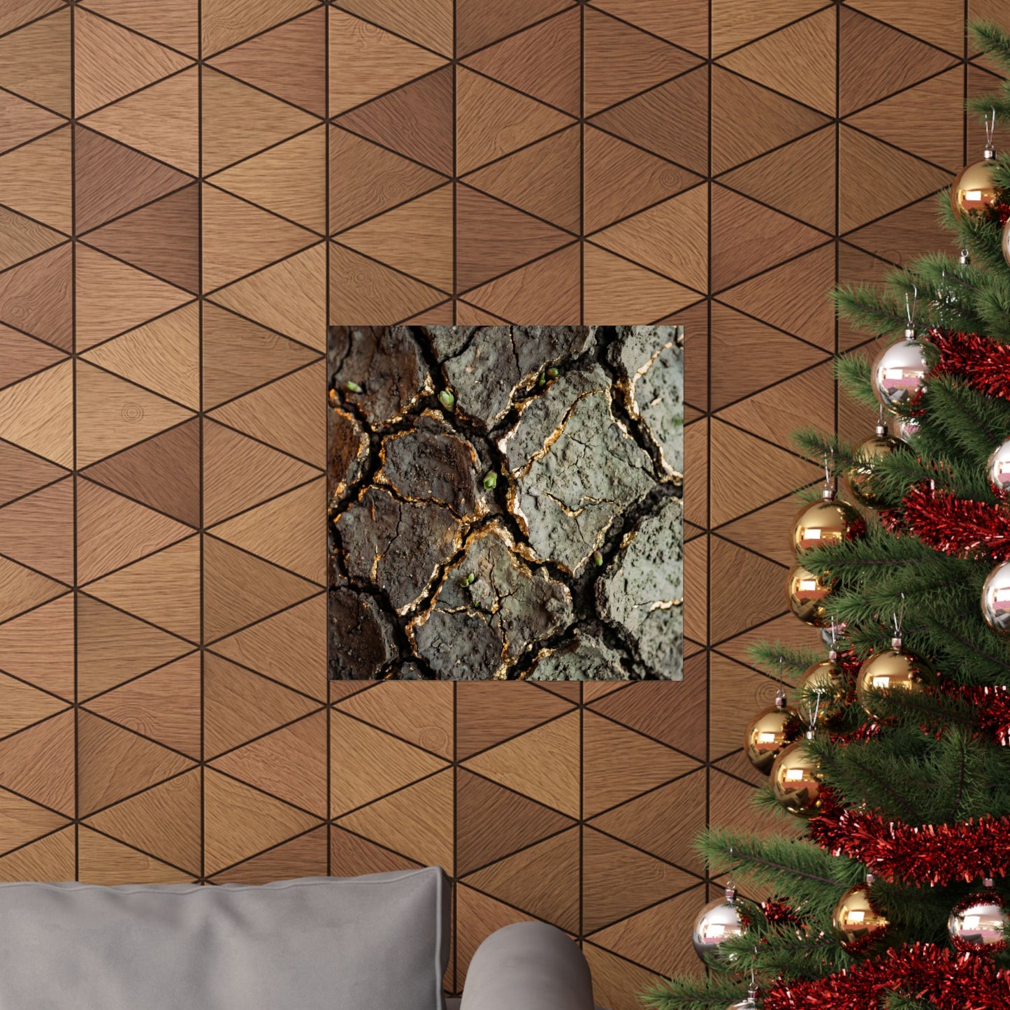 Cracked Earth Japanese Pattern Wall Art Print | Elegant Japandi Art