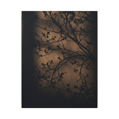 Dark Japandi Shadow Play in Golden Hour | Shadow Zen Canvas Art