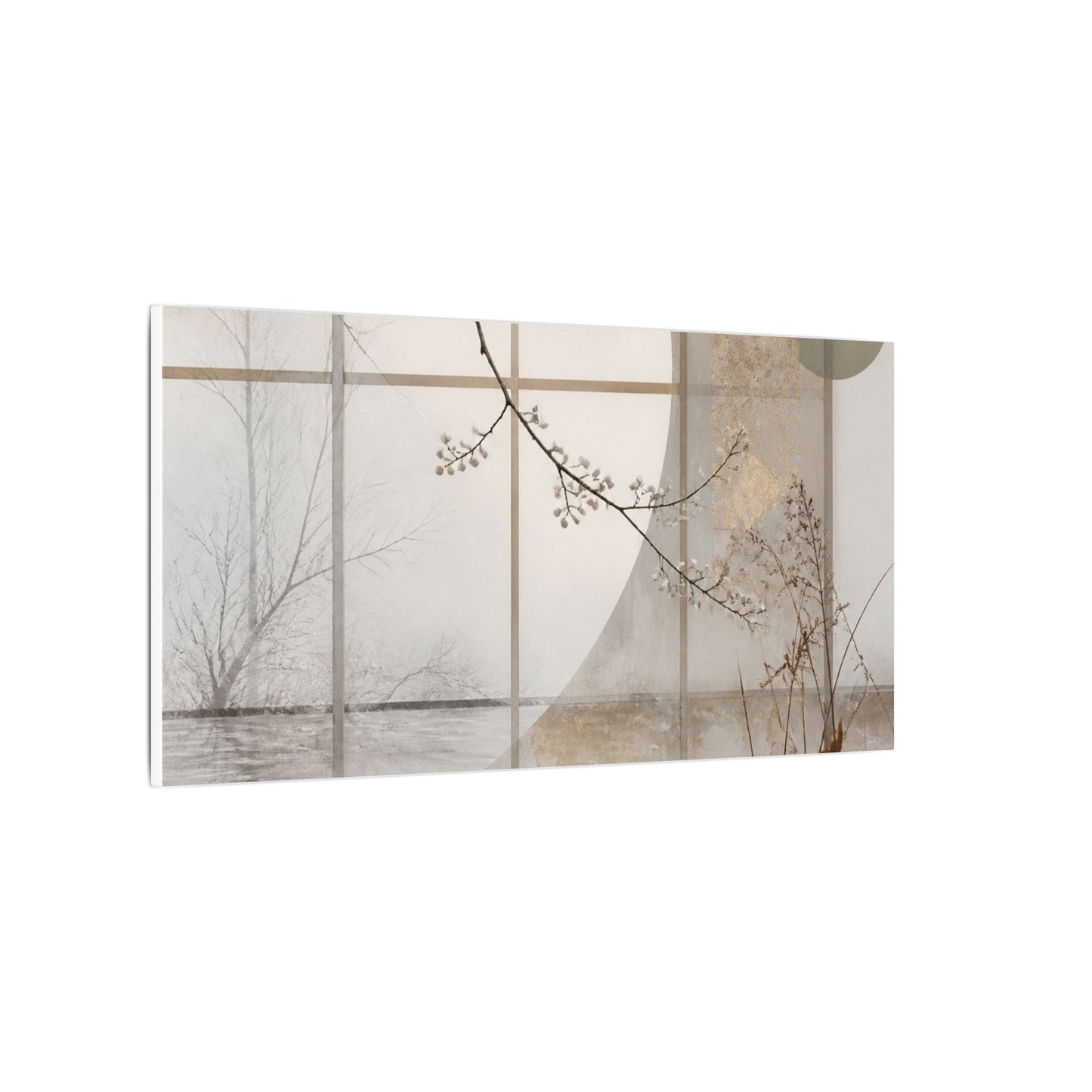 Winter Shoji Screen Japanese Pattern Canvas Art | Elegant Decor