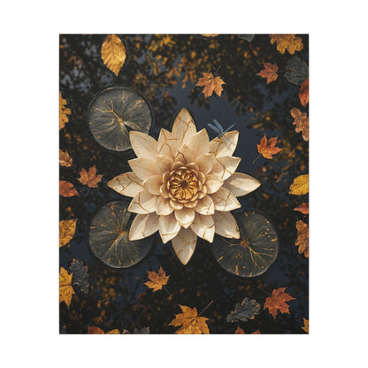 Kintsugi Lotus Flower in Dappled | Gold Repair Canvas Art